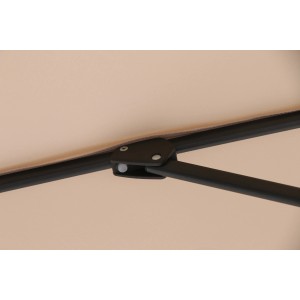 Dettaglio: Ombrellone da mercato beige Ø 300 cm con meccanismo a manovella, telaio e baldacchino.