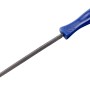 Lima per chiavi triangolare LUX, 100 mm, con impugnatura comfort blu per limatura di precisione.