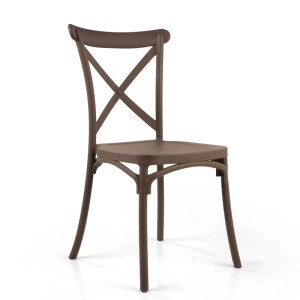 Sedia impilabile Cross in polipropilene tortora 43x52,5h45/88 cm