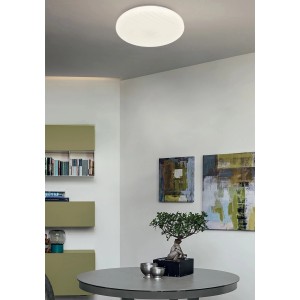 Plafoniera LED t.b.t. rotonda bianca a soffitto.