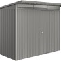 Casetta da giardino in metallo Biohort AvantGarde ECO, dim. A5, grigio quarzo metallizzato con porta standard.