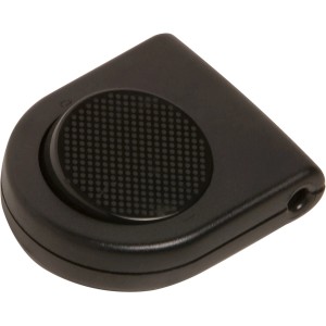 Interruttore a bilanciere t.b.t. nero con pulsante rotondo e zigrinato.