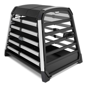t.b.t. Accessorio per il trasporto: Box per cani in alluminio e plastica, nero/argento.