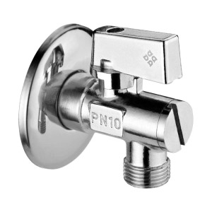 Valvola ad angolo a sfera 1/2- 3/8 cromo in una scatola cromo