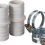 Accessori piscina: Due connettori per tubi in plastica con due fascette stringitubo.
