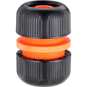 t.b.t. Raccordo per irrigazione in plastica, nero e arancione.