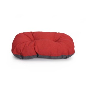 Cuscino per cani t.b.t. rosso con bordo grigio. Comodo letto per cani per la casa.