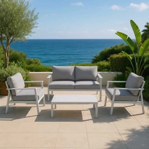 Salotto da giardino Manhattan in alluminio con cuscini grigio 2 posti