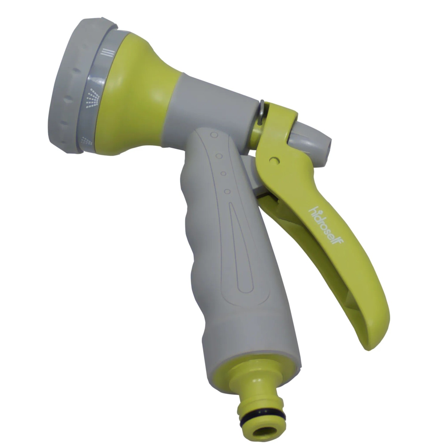 Pistola per irrigazione giallo-grigia. Modalità di spruzzo regolabili.