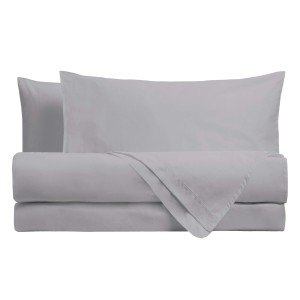 Lenzuola t.b.t. grigie (Lenzuola) piegate con cuscino.