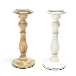 Portacandela in legno Ø12,6xH29 cm colori assortiti