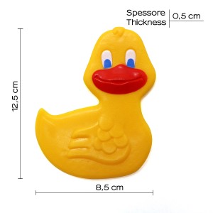 Paperella di gomma gialla decorativa per doccia e vasca da bagno. Accessorio bagno.