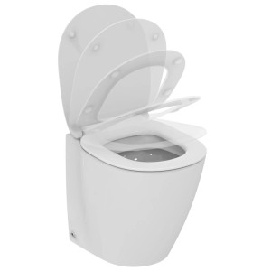 WC t.b.t. bianco sospeso con sedile aperto e chiuso.