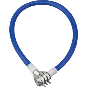 Lucchetto a cavo blu t.b.t. con codice numerico per biciclette.