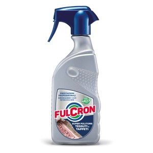 Fulcron detergente per tessuti e tappeti in flacone spray, ideale per la pulizia della casa.