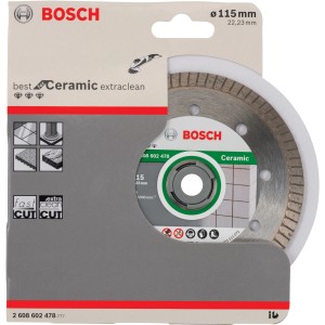 Disco diamantato Bosch Extra-Clean Turbo, 115 mm, per tagli puliti in porcellana.
