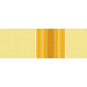 Tessuto giallo per tende a rullo t.b.t. con motivo a righe per protezione solare.