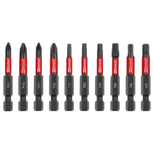 Set di inserti a impatto Einhell, 10 pezzi, con profili PH, PZ, T e H per cacciaviti e avvitatori a batteria.