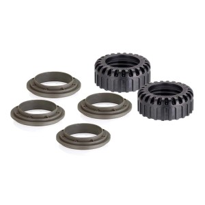 t.b.t. per irrigazione interrata, composto da anelli grigi e neri.