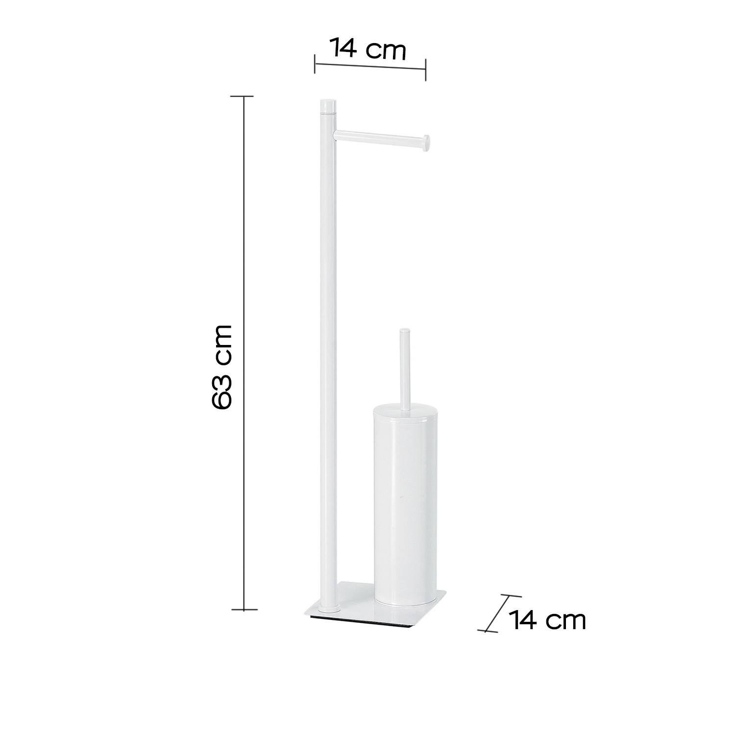 Piantana portarotolo e portascopino Trilly h63 x l14 x p14 cm bianco