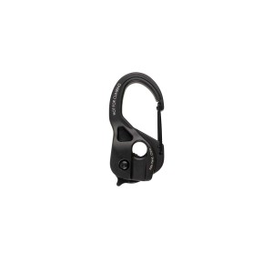 Connettore tessile/morsetto per fune nero t.b.t. per cinghie di tensione e cinghie di fissaggio.