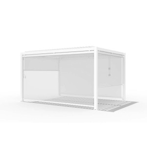 Gazebo bianco con pannelli laterali abbassati. Accessori per gazebo.