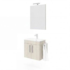 Mobile bagno Tims con lavabo e specchio rovere