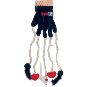 Bacchetta per gatti a forma di guanto con topolini e palline per gioco interattivo.
