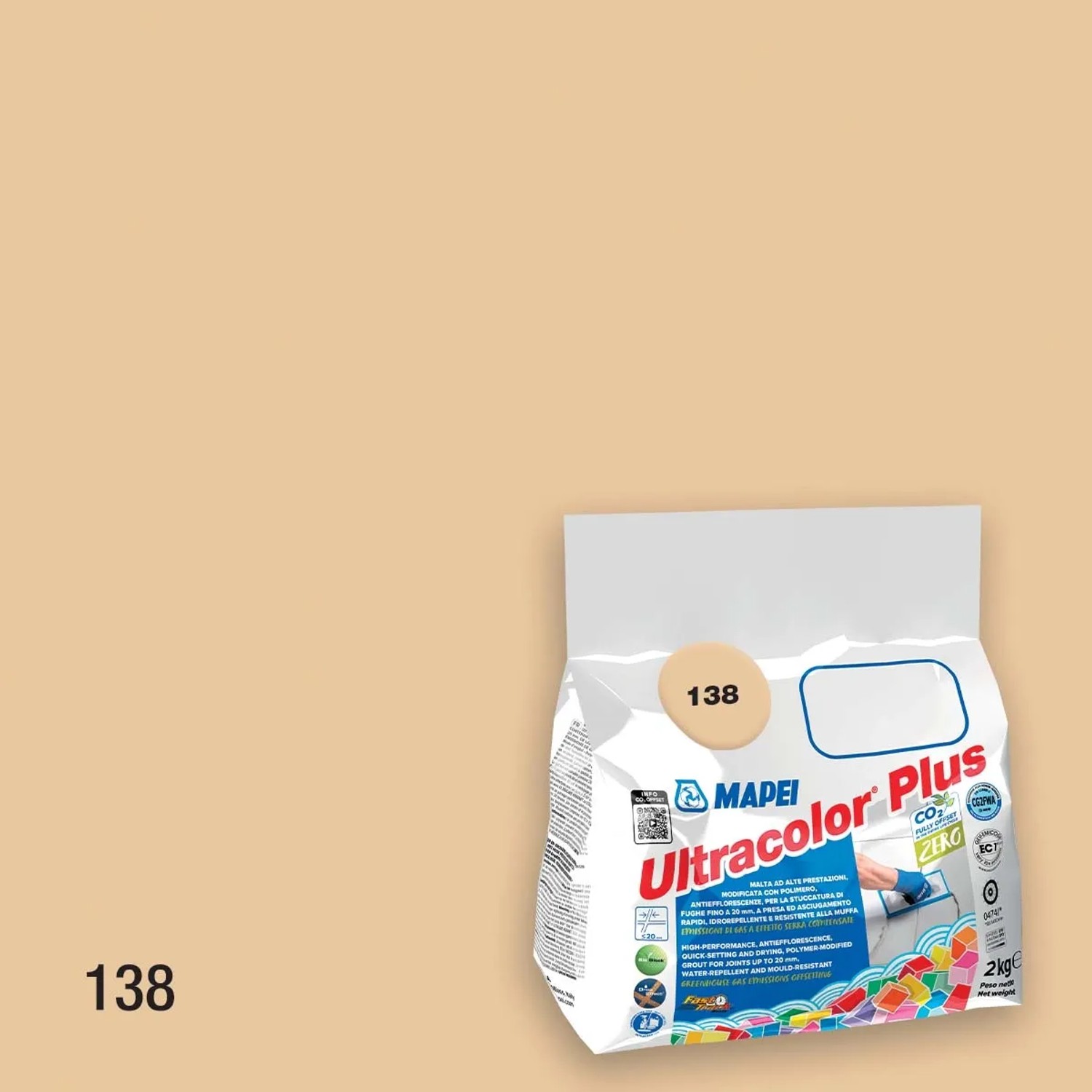 Stucco per fughe Mapei Ultracolor Plus 138, sacco da 2kg.