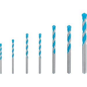 Set di punte per trapano Bosch Expert Multi Construction, 7 pezzi, Ø 4-12 mm, punte universali per vari materiali.