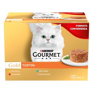 Gourmet Gold Tortini cibo umido per gatti, confezione multipla con vari gusti.
