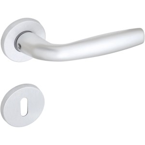 Set maniglia per porta t.b.t. argento opaco per interni.