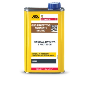 Olio protettivo nutriente neutro FILA ECOWOOD per legno, 500ml. Rinnova, ravviva e protegge.