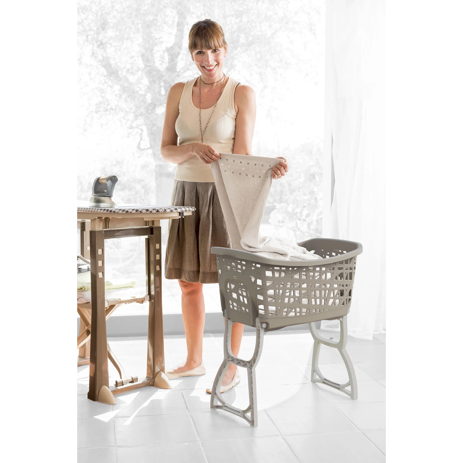 Cesta Per Bucato Con Gambe Reclinabili - 44 Litri, Resina, Blu, Stand Up - Foto 6