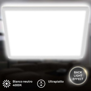 Plafoniera LED quadrata Slim Case 3000lm 4000K 42x42 cm Bianca