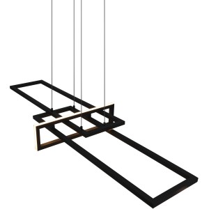 Moderna lampada a sospensione a LED Trio Salinas, 34W, nero opaco, con elementi rettangolari.