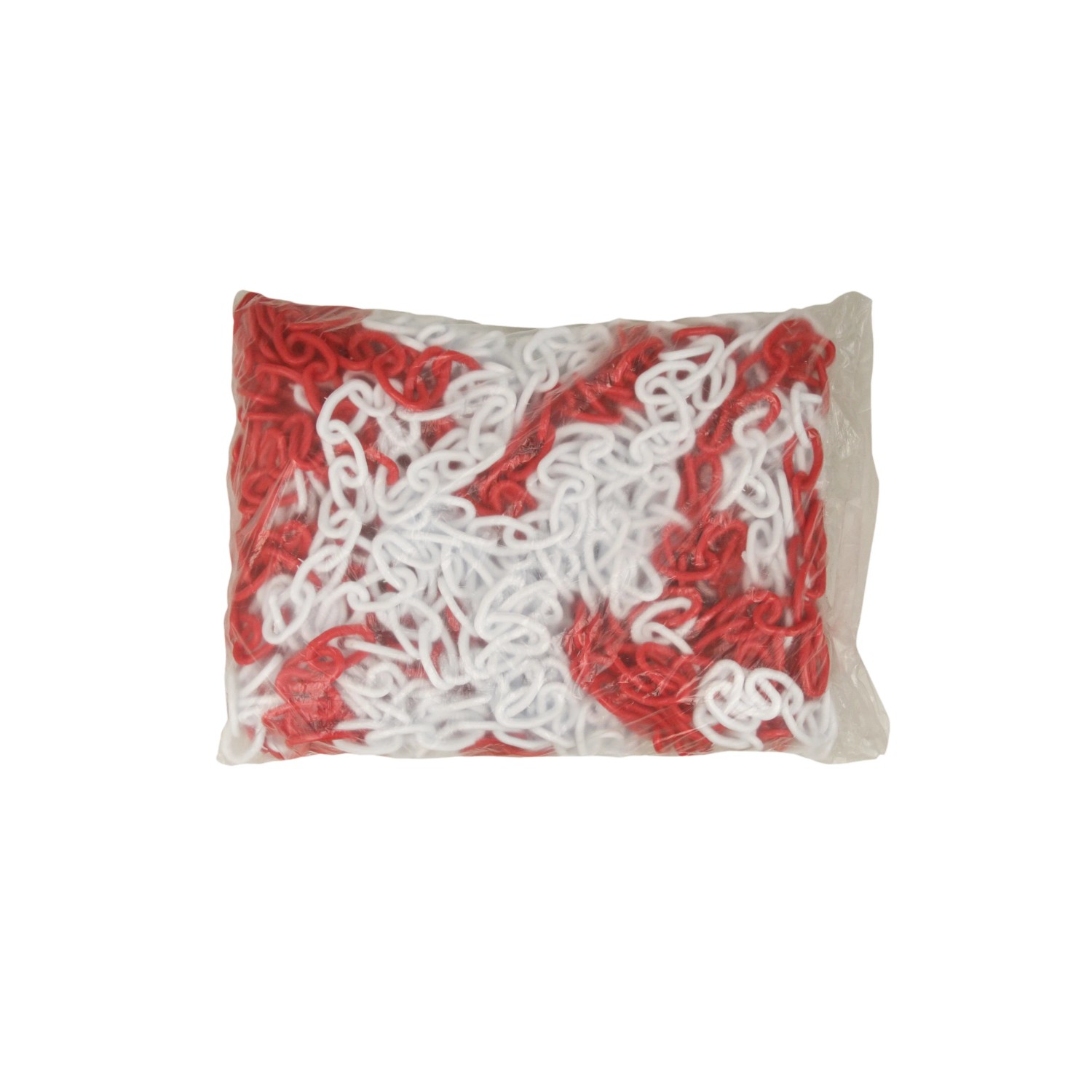 Catene di plastica rosse e bianche in sacchetto