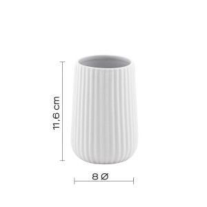 Portaspazzolino t.b.t. bianco a coste con dimensioni.