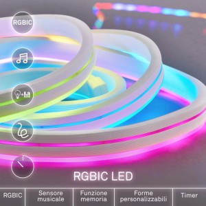 Striscia LED flessibile RGBIC USB con funzione memoria e telecomando 3 m