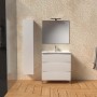 Mobile bagno base lavabo a terra Pura 3 cassettoni L81xH90xP46 cm Bianco nordico_2