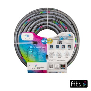 Tubo grigio Fitt nts master plus arrotolato, un tubo per irrigazione flessibile.