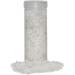 t.b.t. Accessorio presepe: Piccole pietre bianche in contenitore trasparente e sparse.