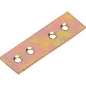 Connettore piatto zincato giallo, 50x15 mm, con quattro fori per il collegamento del legno.