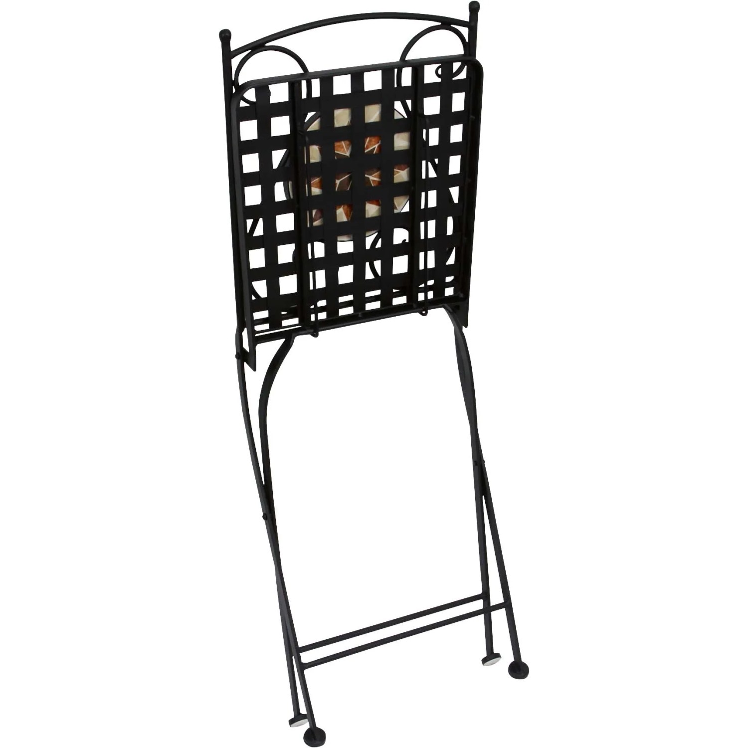 Sedia piegata del set da balcone Honobia in acciaio a 3 pezzi con motivo a mosaico.