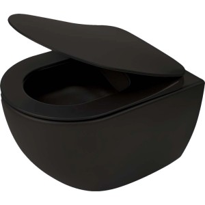 WC sospeso a parete Artemides con sedile senza bordo 36x35,5 cm nero