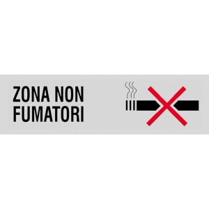 Cartello non fumatori: "Zona Non Fumatori" con sigaretta barrata.