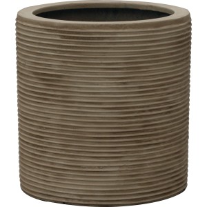 Vaso per piante rotondo beige con scanalature. Ideale per piante.