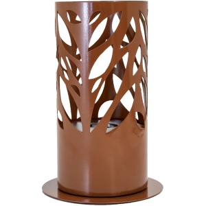 Camino decorativo t.b.t. in metallo marrone con motivo a foglie