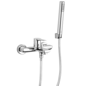 Rubinetto vasca t.b.t. con doccetta, cromato.