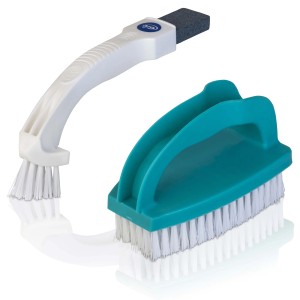 Set spazzole per piscina: spazzola manuale con manico e spugna, spazzola per la pulizia di piscine.